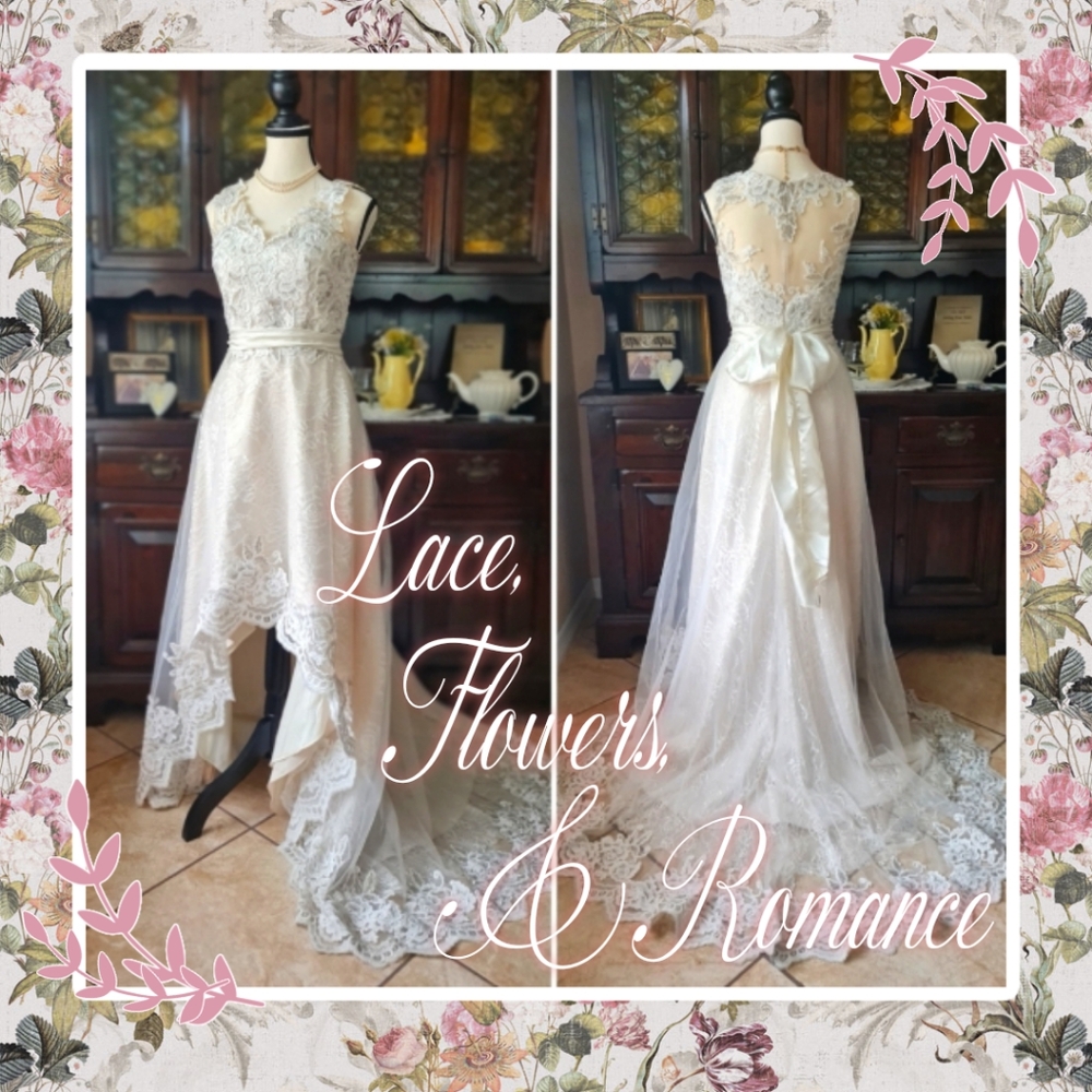SOLD Lace Wedding Dress High-Low size 27 Waist
